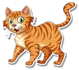 Бесплатное векторное изображение Шаблон наклейки с изображением кота из мультфильма